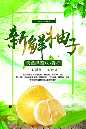 新鲜柚子宣传海报