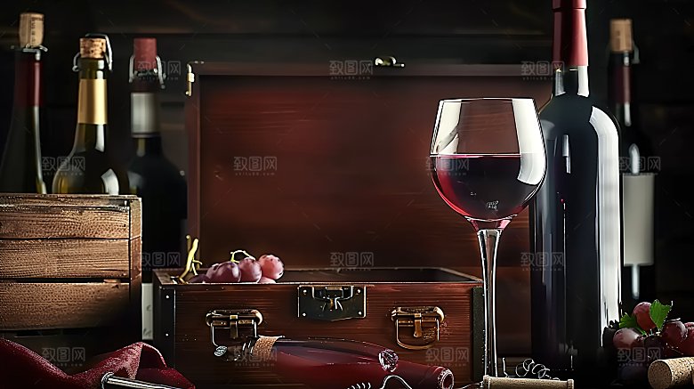 红色酒瓶倒酒摄影酒杯庆祝红酒酒具品酒高贵