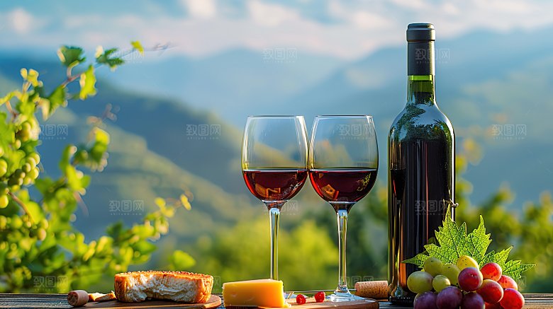 酒精倒酒品酒葡萄酒酒瓶喜庆酒杯红酒庆祝酒
