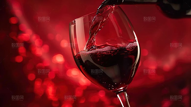 酒具品酒高贵倒酒庆祝红色红酒酒瓶酒杯摄影