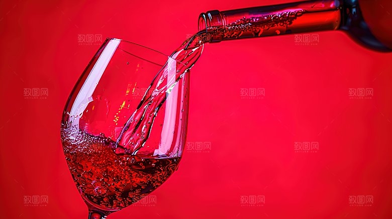 喜庆红酒酒杯品酒酒精庆祝倒酒酒瓶葡萄酒