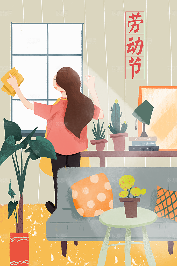 五一劳动节节日宣传插画海报