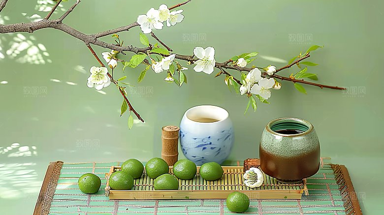 美味传统糕点美食青团点心美食清明甜食艾草
