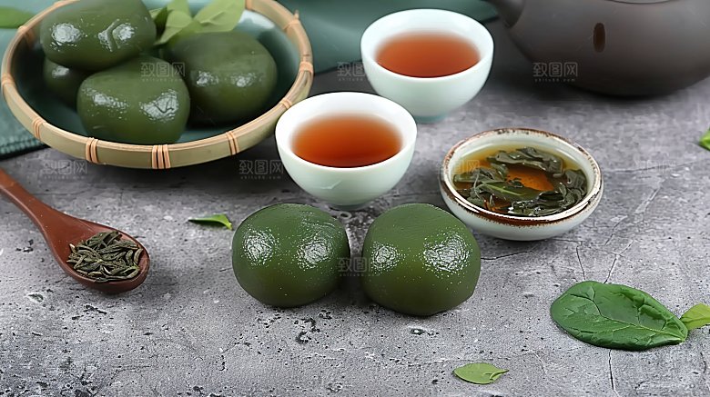 美味传统美食艾草点心糕点清明甜食青团美食