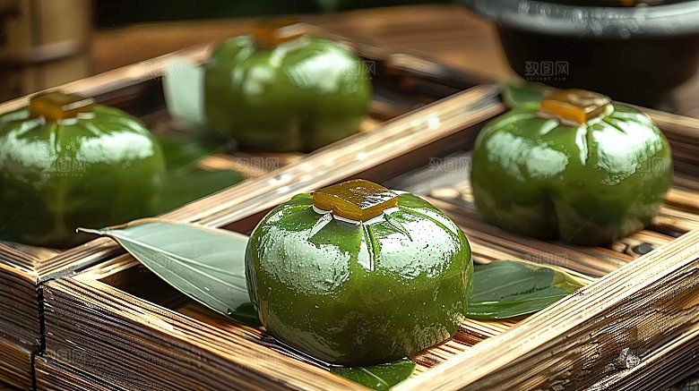 清明传统糕点美食青团艾草点心摄影甜食美食