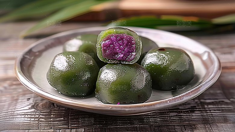 清明甜食糕点美食传统青团美食摄影艾草点心