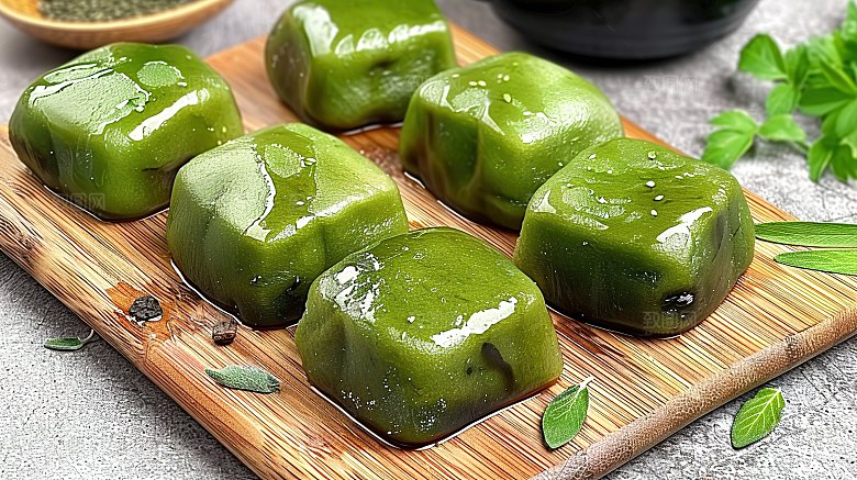 甜食艾草点心美食摄影美食青团清明传统糕点