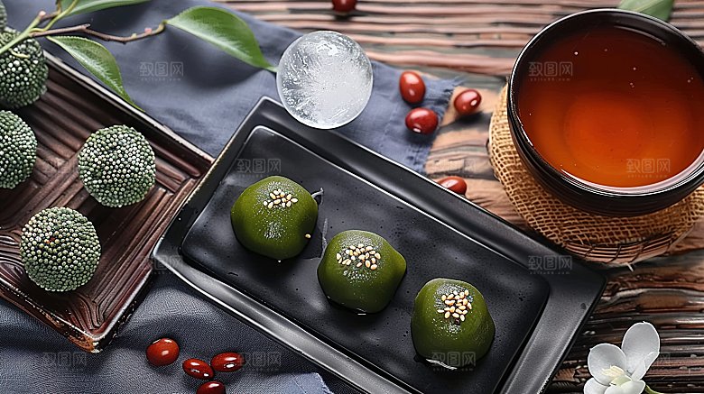 甜食清明传统美食点心青团糕点艾草