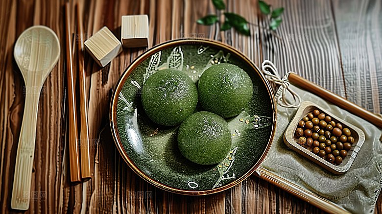 糕点点心艾草青团清明甜食传统摄影美食美食