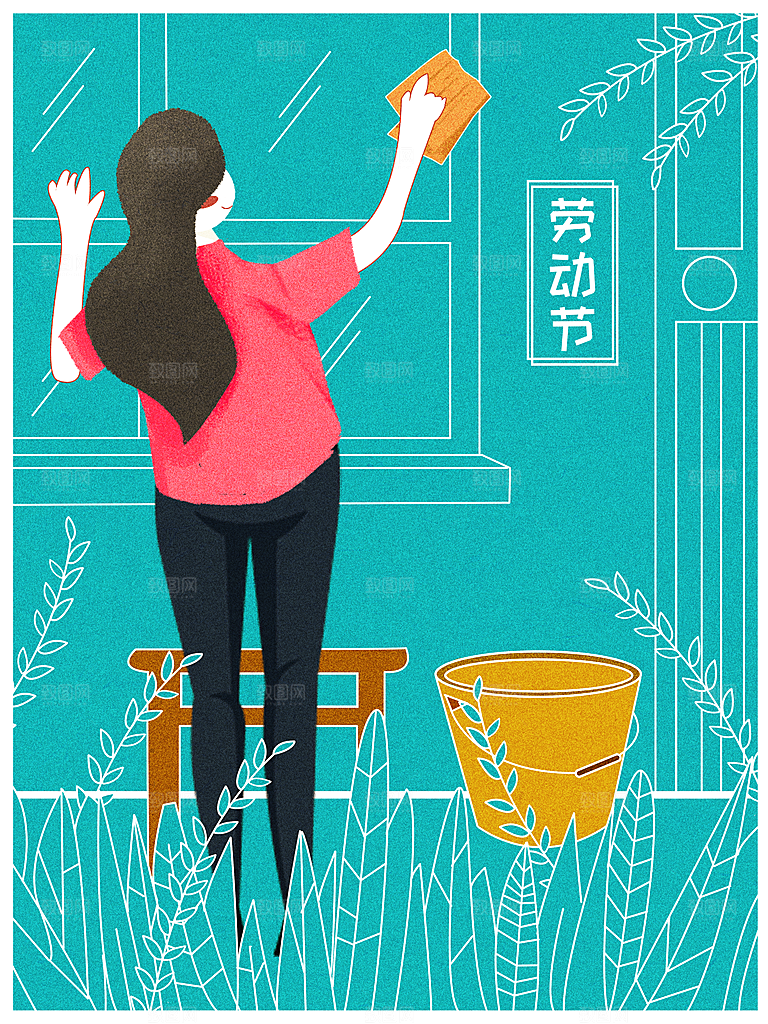 五一劳动节节日宣传插画海报
