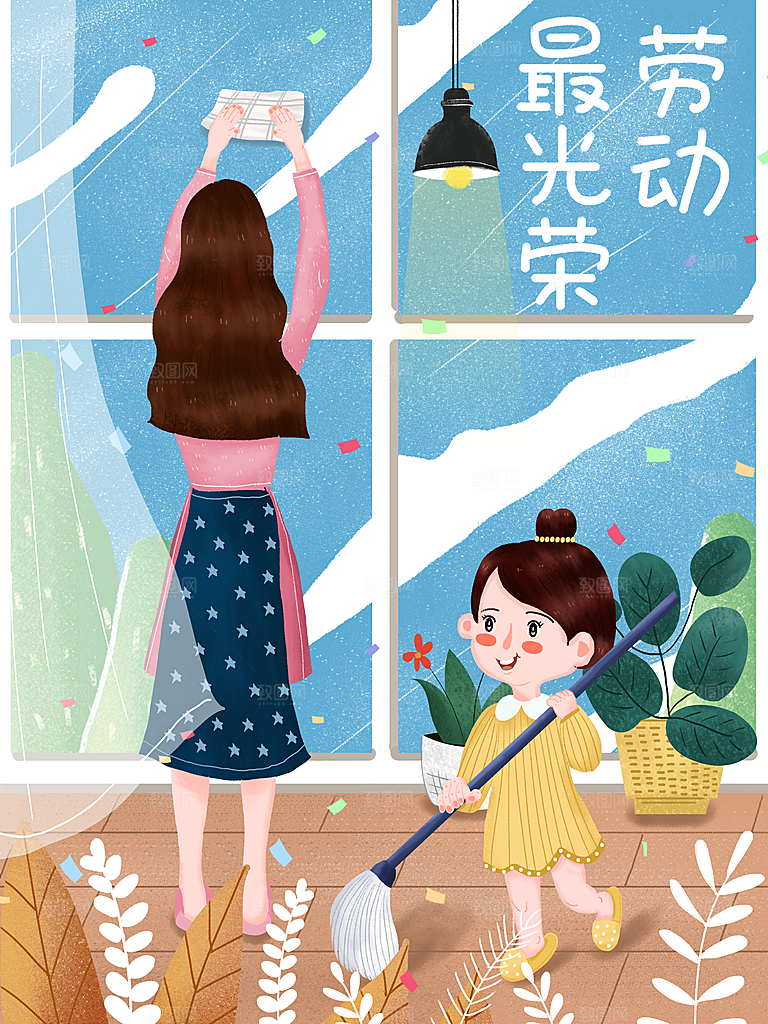 五一劳动节节日宣传插画海报
