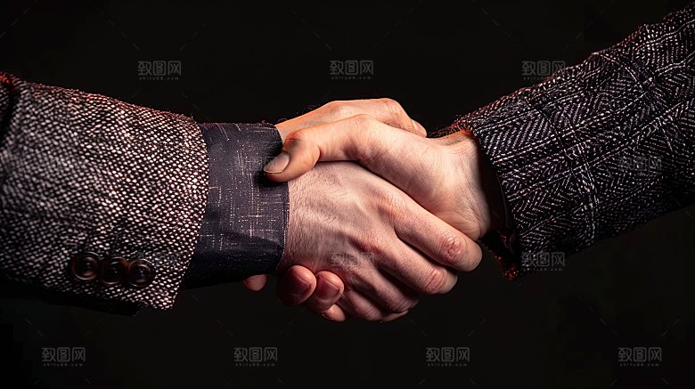 特写问候商务交流握手同意合作手势