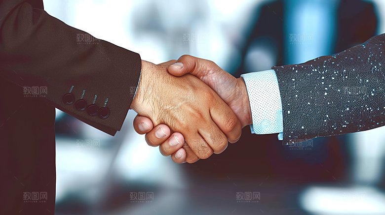 问候交流手势特写同意商务合作握手