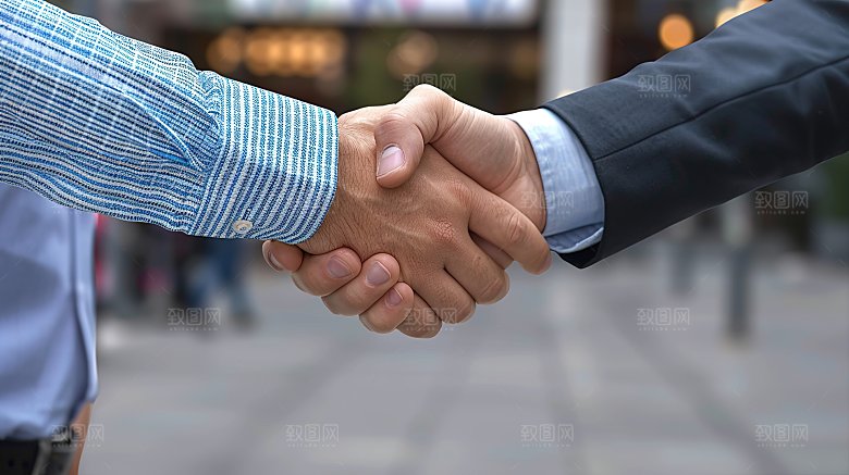 问候握手商务合作特写同意手势