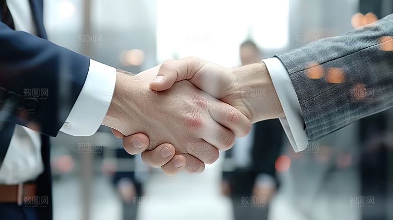 握手同意手势合作问候特写商务