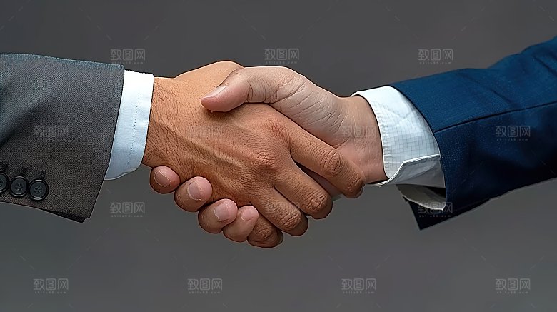 握手同意手势问候特写商务合作