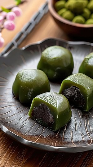 清明节日青团美食绿色传统美味艾草艾叶糕点