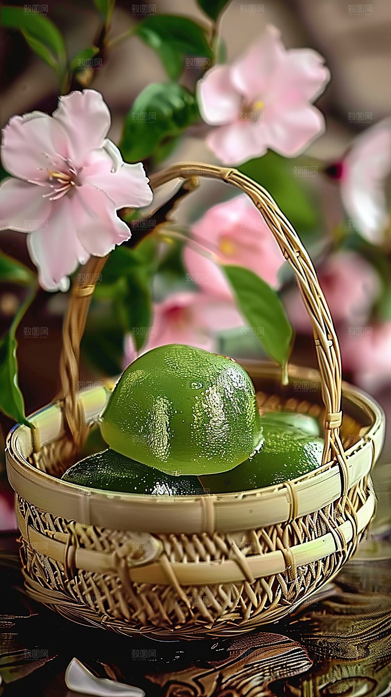 清明美食糕点绿色传统艾草美味青团点心节日