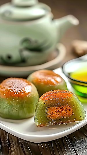 糕点点心绿色传统节日艾叶清明艾草青团美食