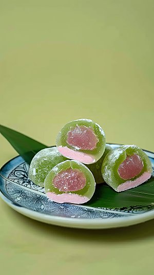 糕点美味清明绿色点心艾草艾叶美食传统青团