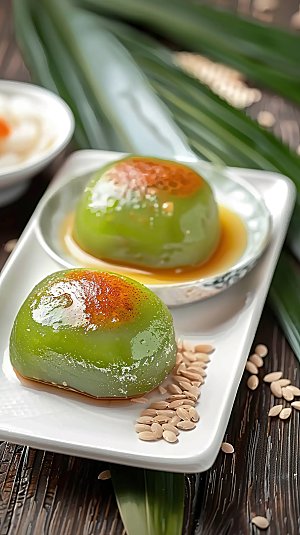 节日艾叶传统点心糕点青团美食清明绿色美味