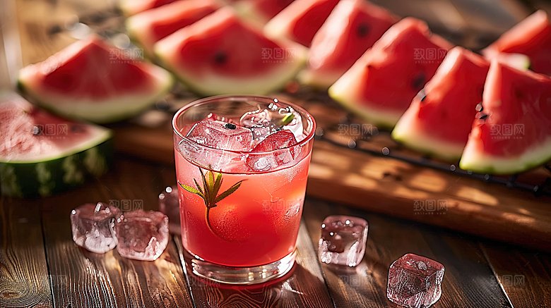 冰凉美味水果绿色红色解暑西瓜新鲜夏日