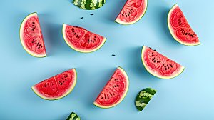 冰凉新鲜健康解暑红色水果夏日西瓜绿色美味