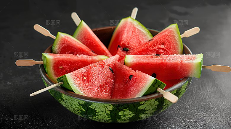 多汁西瓜水果新鲜果汁夏日红色夏季美味