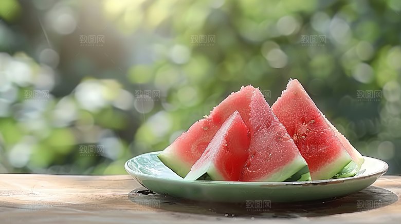 多汁夏季果汁西瓜健康新鲜红色水果有机美味