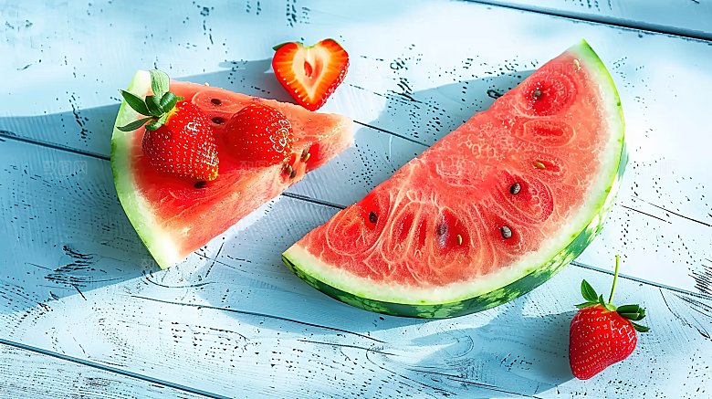 高清夏日新鲜冰凉红色美味西瓜解暑水果
