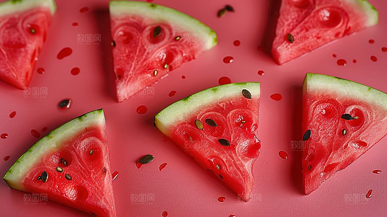 果汁红色西瓜新鲜夏日夏季多汁水果美味