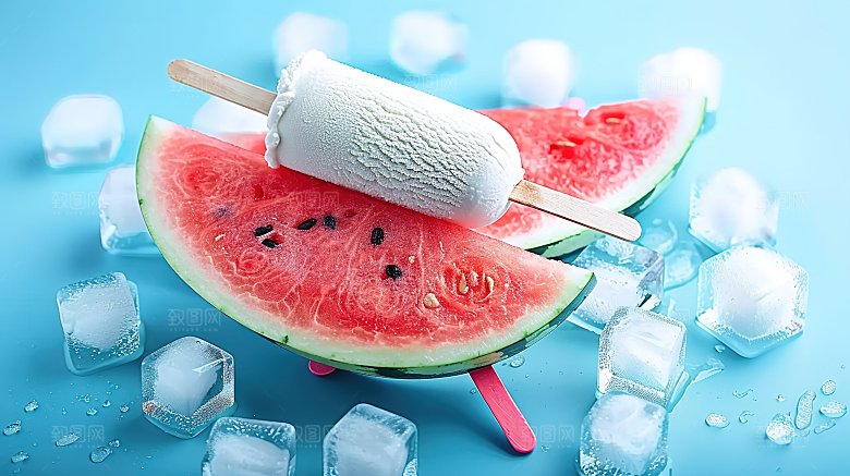 摄影美味水果夏日新鲜西瓜冰凉红色解暑