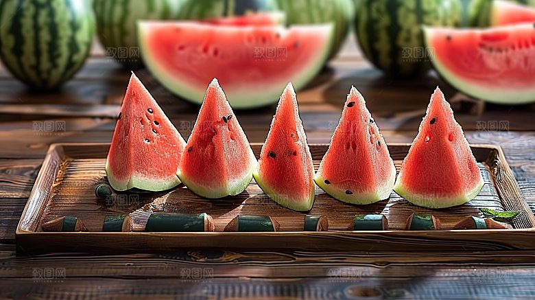 水果多汁西瓜健康有机美味新鲜夏季果汁红色