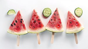 健康新鲜冰凉西瓜绿色美味解暑红色夏日水果