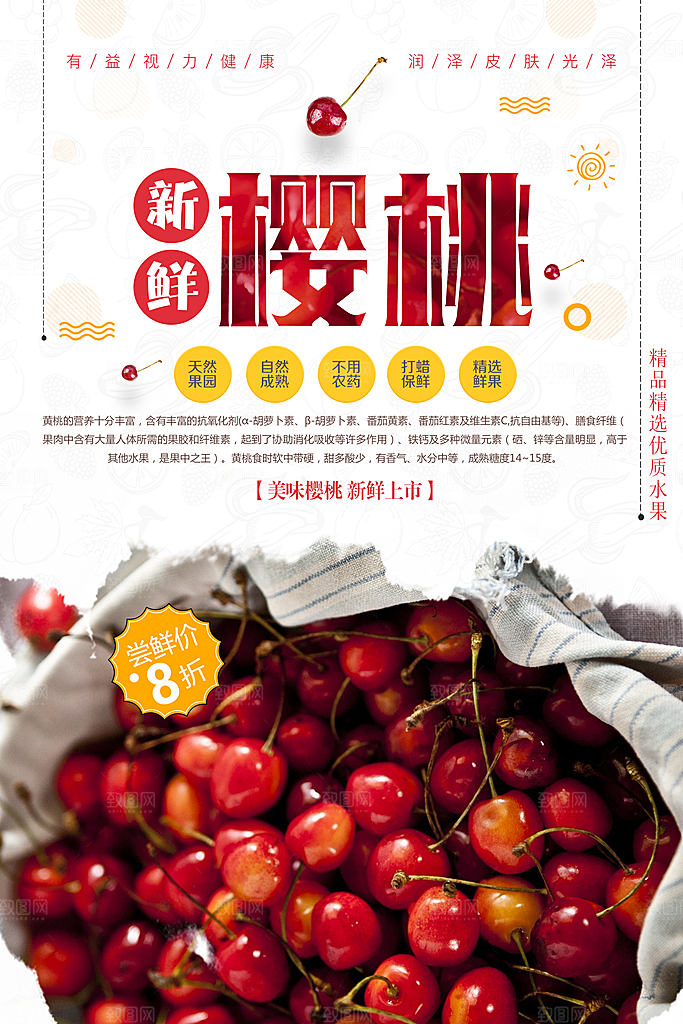 新鲜樱桃宣传海报