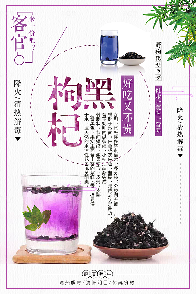 养生健康黑枸杞海报