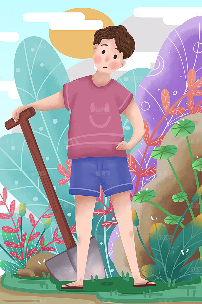 五一节日劳动节插画宣传海报