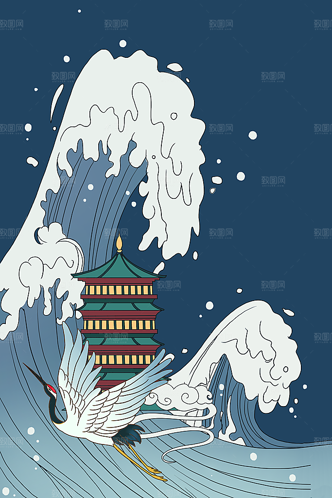 建筑国风国潮源文件插画