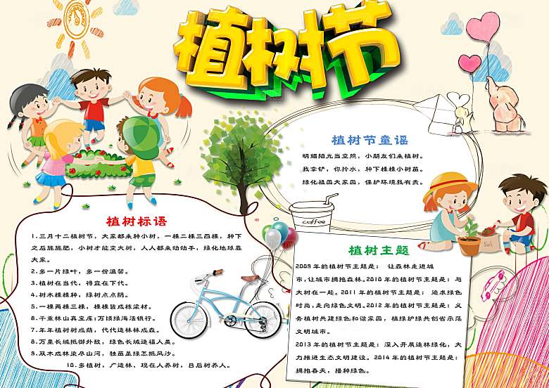 创意绿色植树节word小报