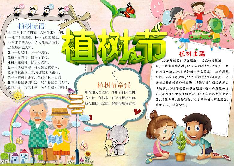 创意绿色植树节word小报