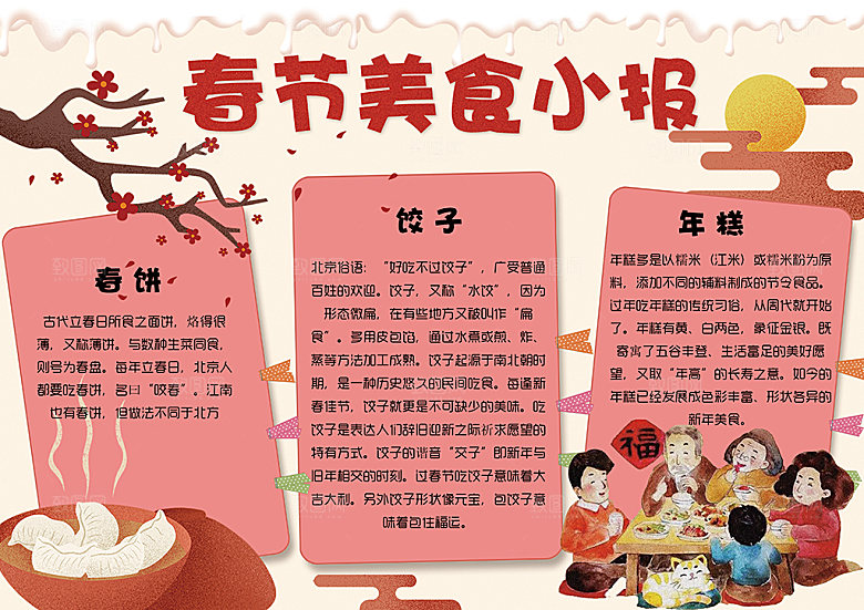 春节美食民俗手抄报word小报