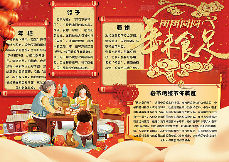 春节美食民俗手抄报word小报