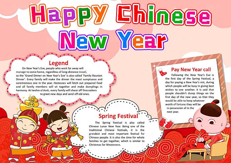 春节节日新年英文word小报