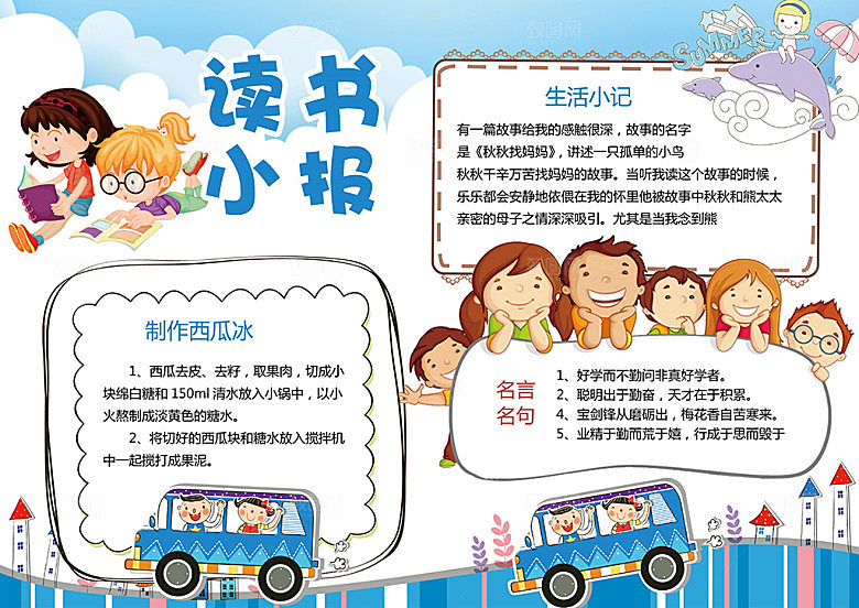 阅读读书观后感小报设计