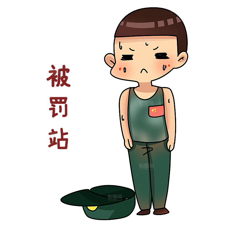 军人卡通迷彩服战士手绘解放军手绘