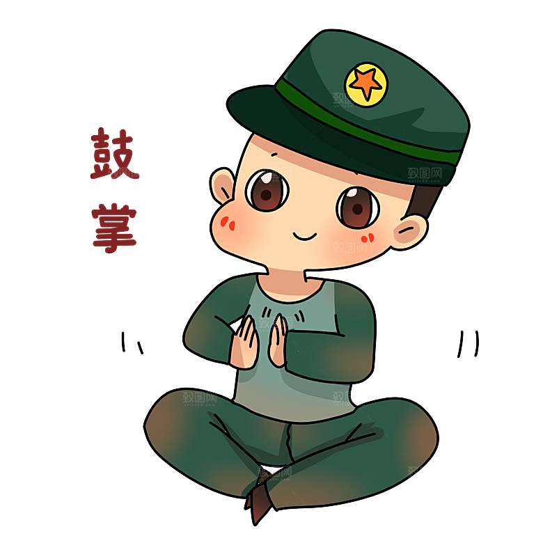 军人卡通迷彩服战士手绘解放军手绘