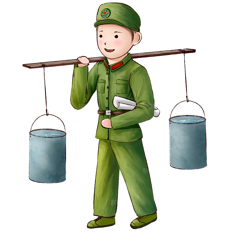 军人卡通迷彩服战士手绘解放军手绘素材