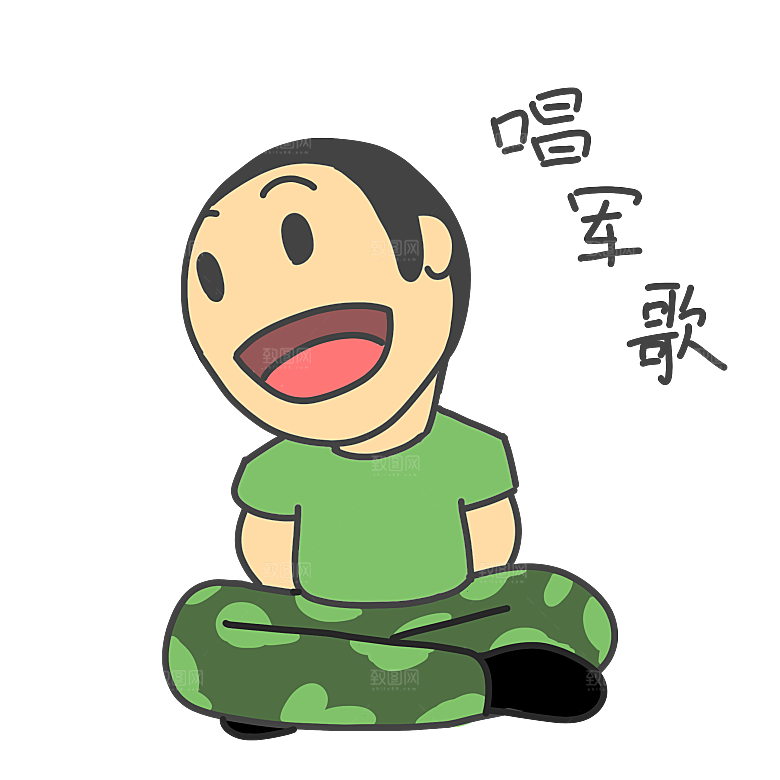 军人卡通迷彩服战士手绘解放军手绘素材