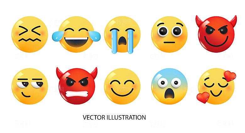 可爱卡通趣味3D立体emoji头像素材