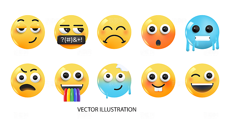 可爱卡通趣味3D立体emoji头像素材